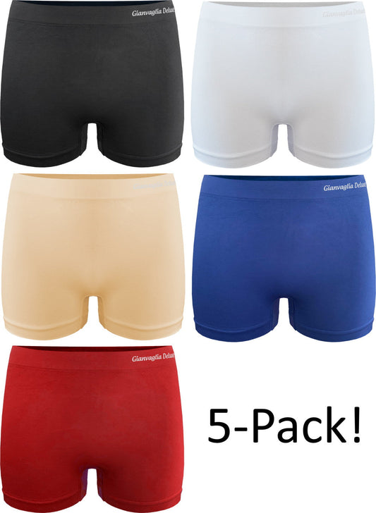 5 pack Gianvaglia Hoge Naadloze Dames Boxershorts Color #3007 - ondergoed
