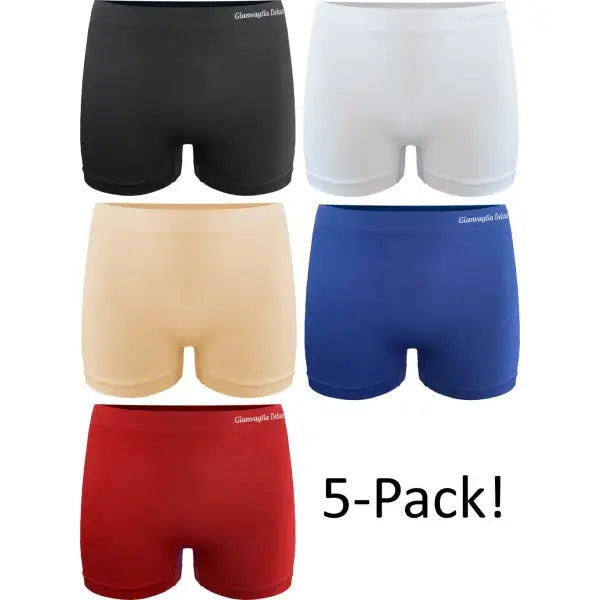 5 pack Gianvaglia Hoge Naadloze Dames Boxershorts Color #3007 - ondergoed