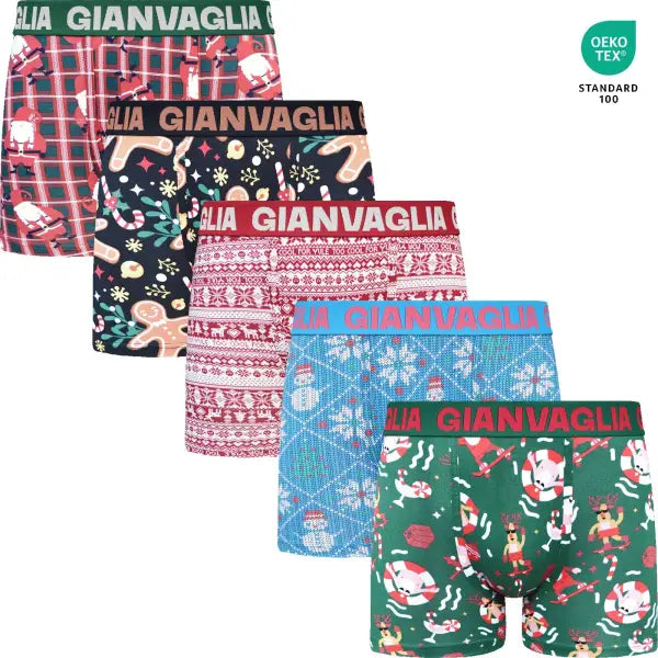 5 pack GIANVAGLIA® Deluxe 5085 Kerst set boxershort - heren