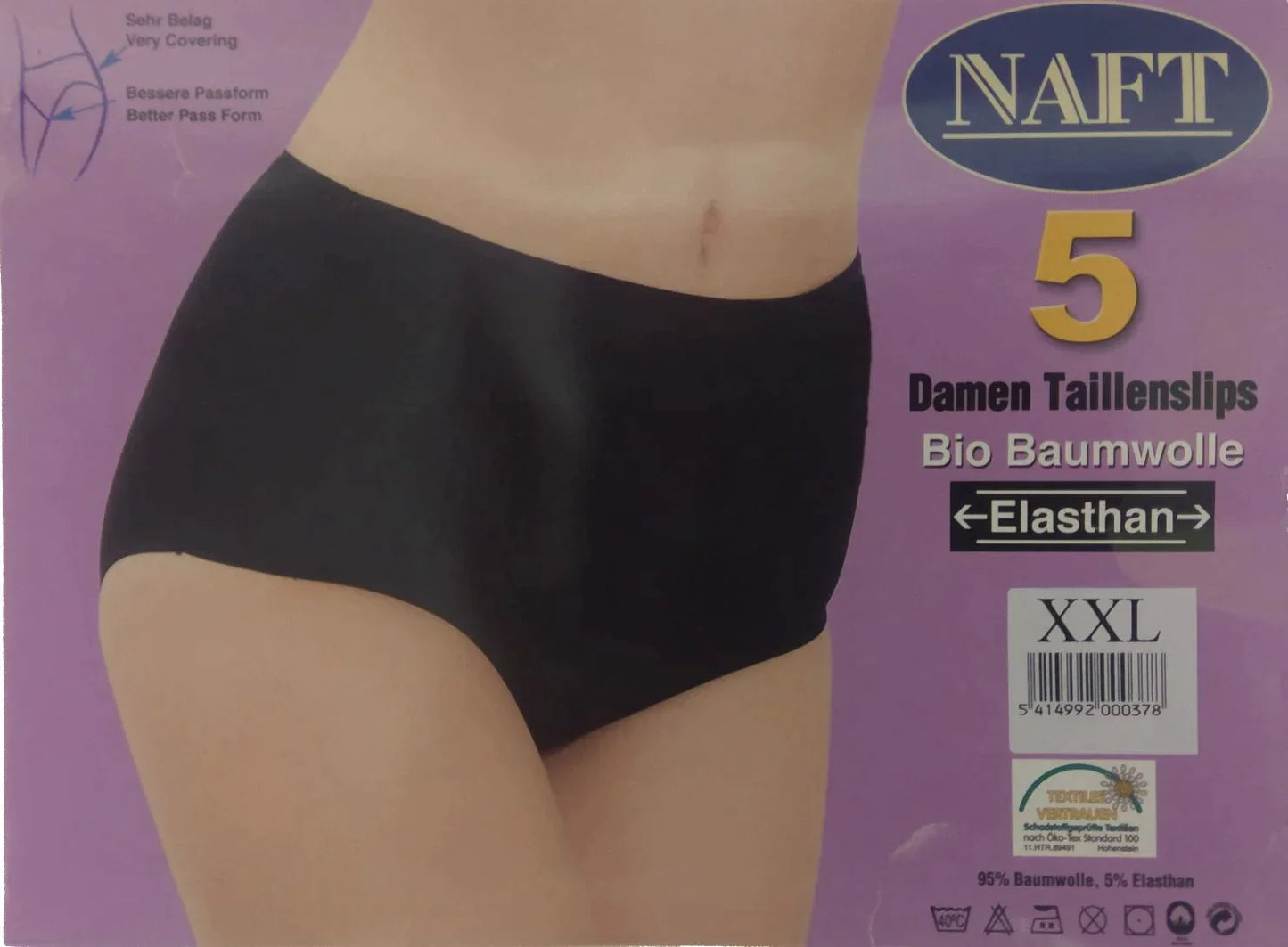 5 pack NAFT Dames tailleslip Zwart Katoen - slips