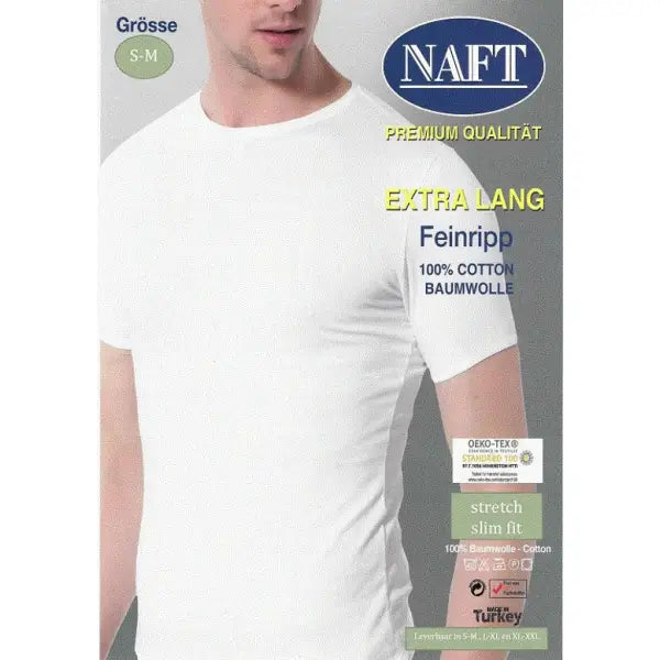 5 pack Naft Giraffe T-shirt Slim-fit Extra lang Wit - S/M / Heren