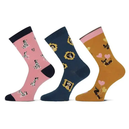 6 paar Damessok Teckel limited edition ’Dogs’ - Sokken