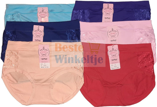 6 pack Fine Woman Damesslips 6023 Color-pack - Dames slips
