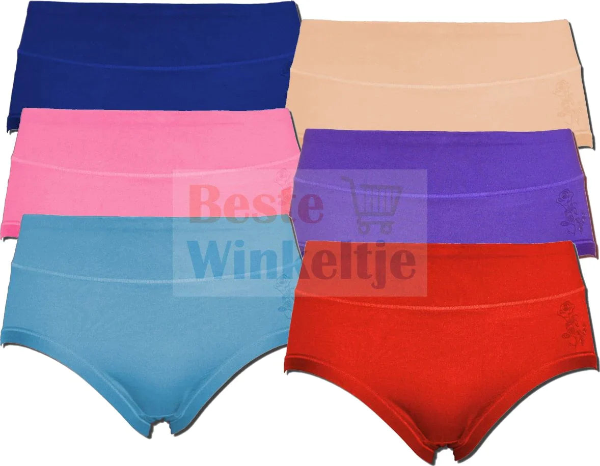 6 pack Fine Woman Damesslips 9067 Color-pack of zwart wit - Dames slips