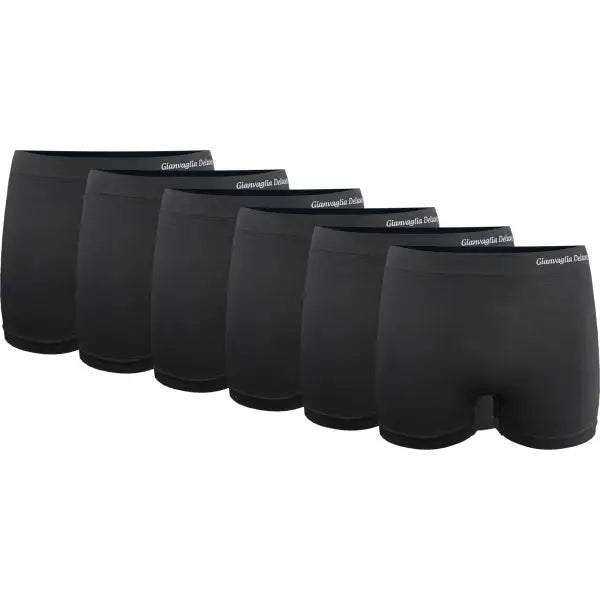 6 pack Gianvaglia Hoge Naadloze Dames Boxershorts Zwart #3007 - boxershort
