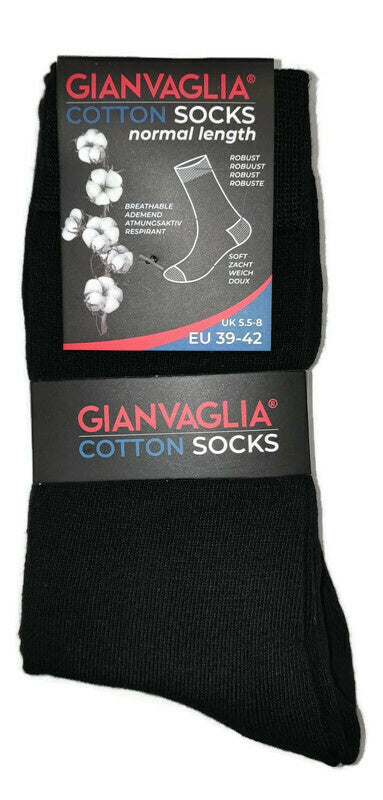 6 pack Gianvaglia unisex sokken katoen zwart