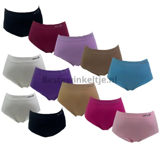 6 pack M&B Dames slip Naadloos Color - Dames ondergoed
