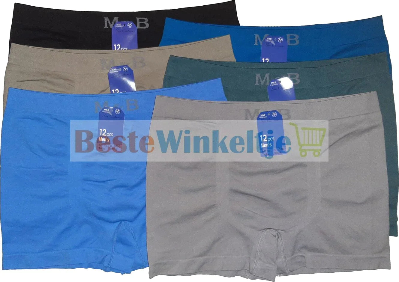 6 pack M&B naadloze Herenboxers Color - Boxershort heren