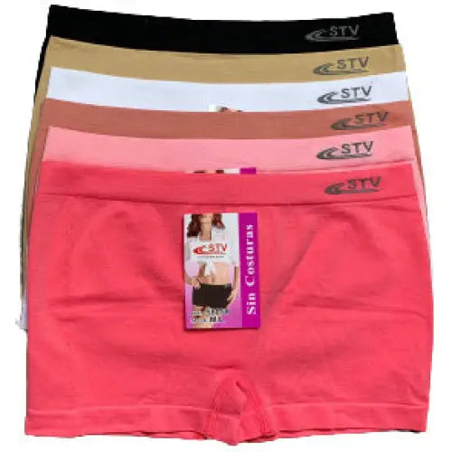 6 pack STV naadloze damesboxers gekleurd - Dames ondergoed