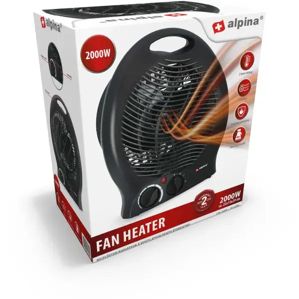 Alpina Draagbare Ventilatorkachel 2000W zwart - ventilatorkachel