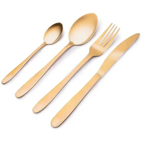 alpina gouden bestek Set 16 Delig - 4 Personen - Mat Goud - bestekset