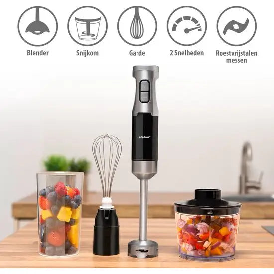 Alpina Staafmixer Set - Staafmixer met Hakmolen - Handmixer