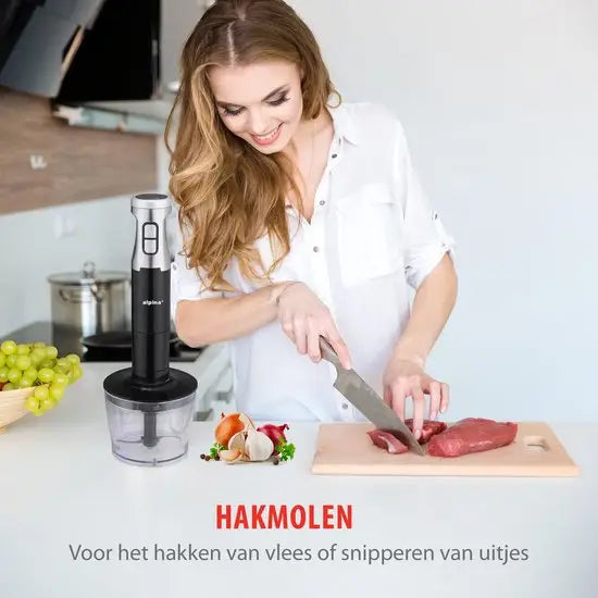 Alpina Staafmixer Set - Staafmixer met Hakmolen - Handmixer