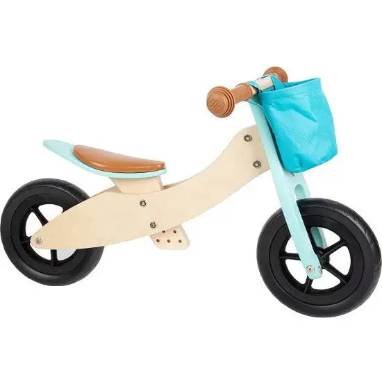 Houten speelgoed - Houten Driewieler en Loopfiets 2in1 Maxi Turquoise - Speelgoed