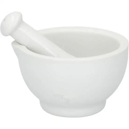 Keramische Vijzel 10 X 4,5 Cm Wit 2-delig - Vijzel