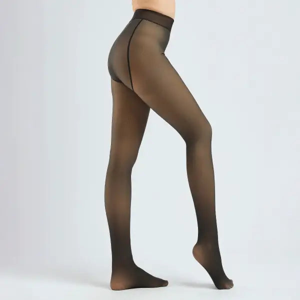 Luxe Dames panty Zwart Thermo Fleece binnenzijde - Sokken