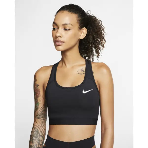 Nike Swoosh Dri-Fit Sport-BH met medium ondersteuning ZWART en ZWART/WIT - Sport BH
