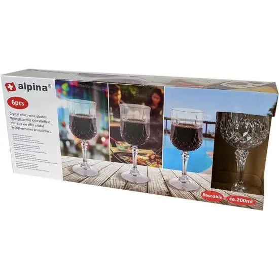 Plastic wijnglazen 6 stuks - crystal look - Wijnglas