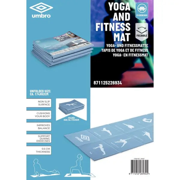 Yogamat opvouwbaar UMBRO incl yoga posities - yogamat
